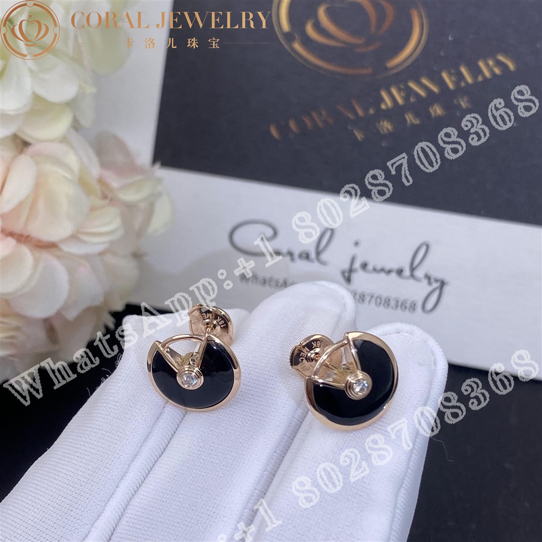 Cartier Amulette De Cartier Earrings Xs Model Onyx Rose Gold B8301239 Coral (2)