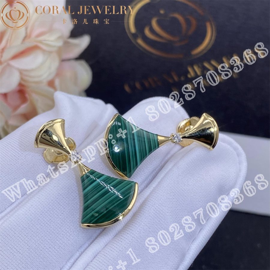 Bulgari Divas' Dream Earrings Yellow Gold Diamonds with Malachite  Ref.: 358128 - Image 3