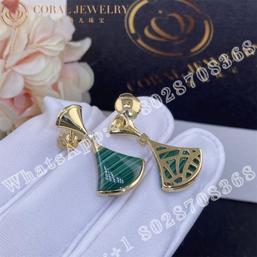 Bulgari Divas' Dream Earrings Yellow Gold Diamonds with Malachite  Ref.: 358128 - Image 4