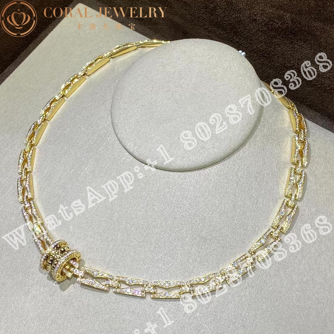 Bulgari B Zero1 Rock Chain Necklace In 18 Kt Yellow Gold With Pave Diamonds Ref 360212 Coral (3)