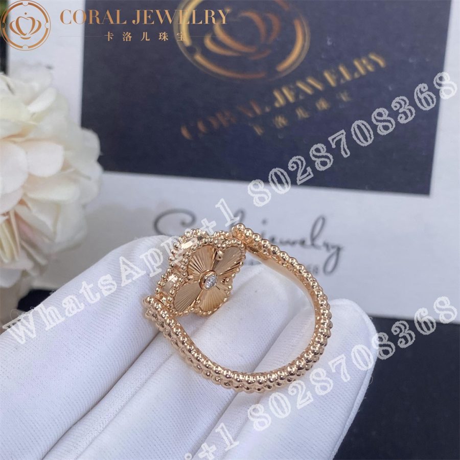Van Cleef & Arpels Vintage Alhambra Reversible Ring 18K rose gold, Carnelian, Diamond VCARP7U500 - Image 5
