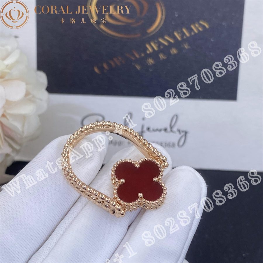 Van Cleef & Arpels Vintage Alhambra Reversible Ring 18K rose gold, Carnelian, Diamond VCARP7U500 - Image 4