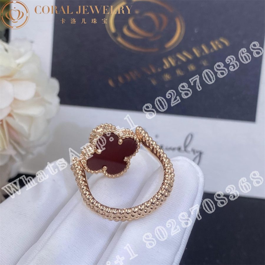 Van Cleef & Arpels Vintage Alhambra Reversible Ring 18K rose gold, Carnelian, Diamond VCARP7U500 - Image 6