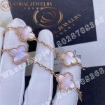 Van Cleef & Arpels Vintage Alhambra 5 Motif 18k Rose Gold Pink Mother of pearl Bracelet - Image 4