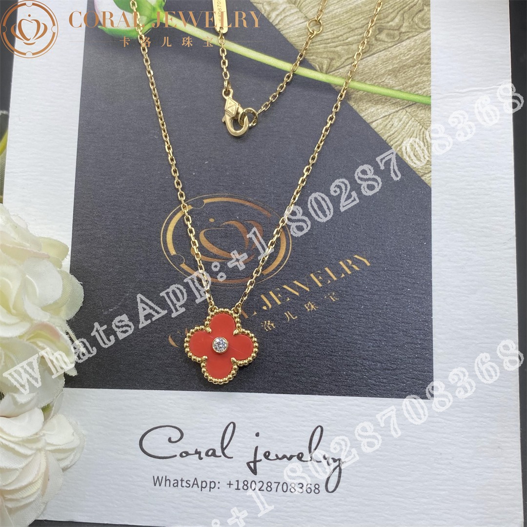 Van Cleef Arpels Limited Edition Coral Vintage Alhambra Pendant Coral (1)