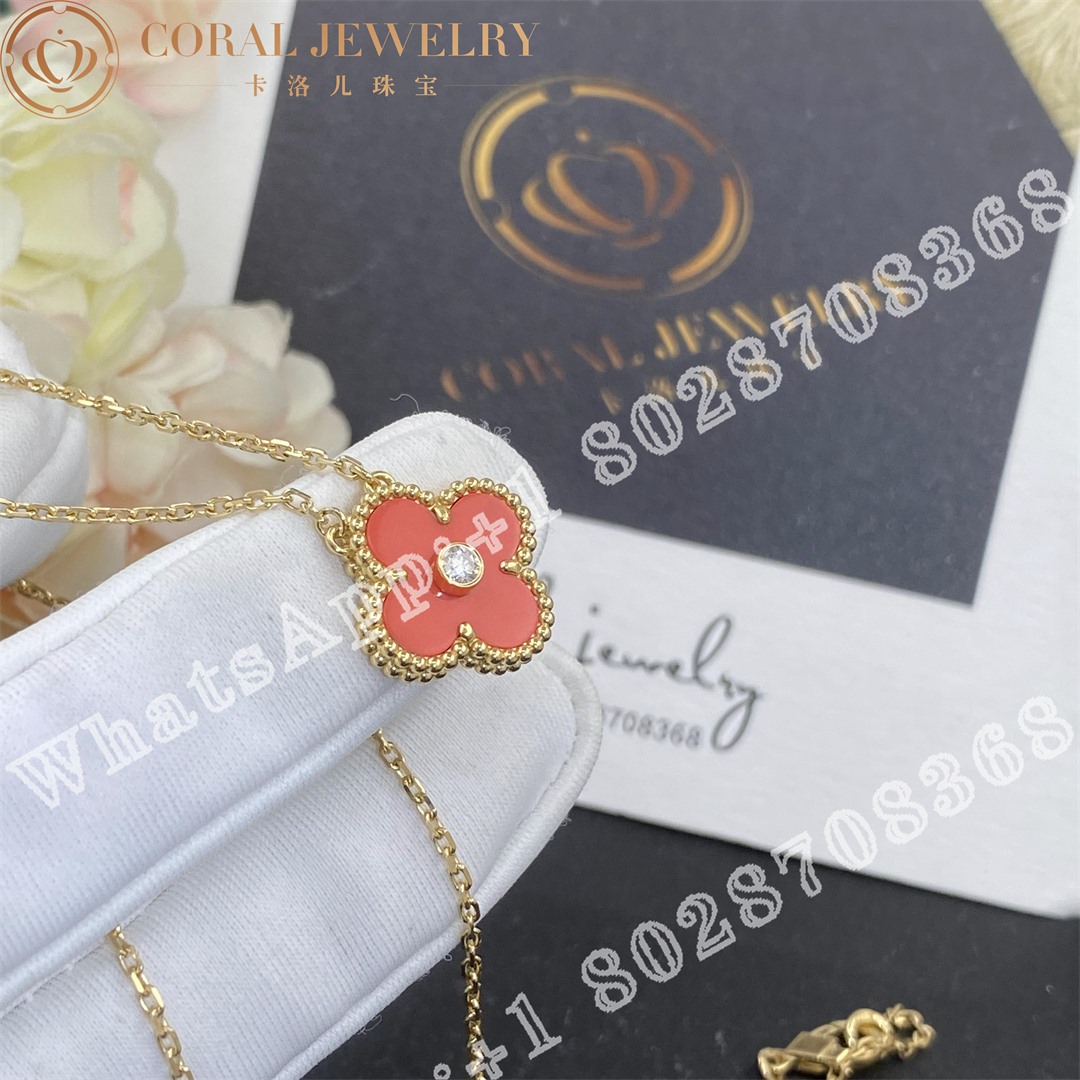 Van Cleef & Arpels Limited Edition Coral Vintage Alhambra Pendant - Image 3