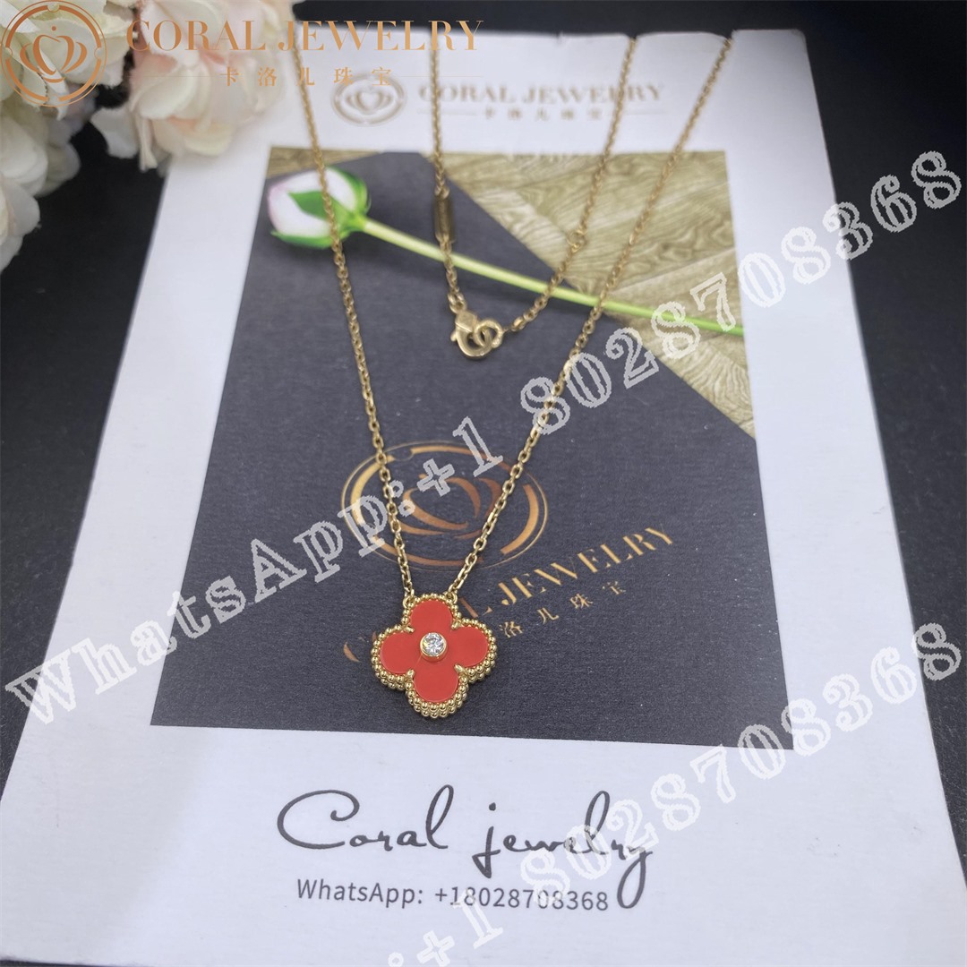 Van Cleef & Arpels Limited Edition Coral Vintage Alhambra Pendant - Image 5