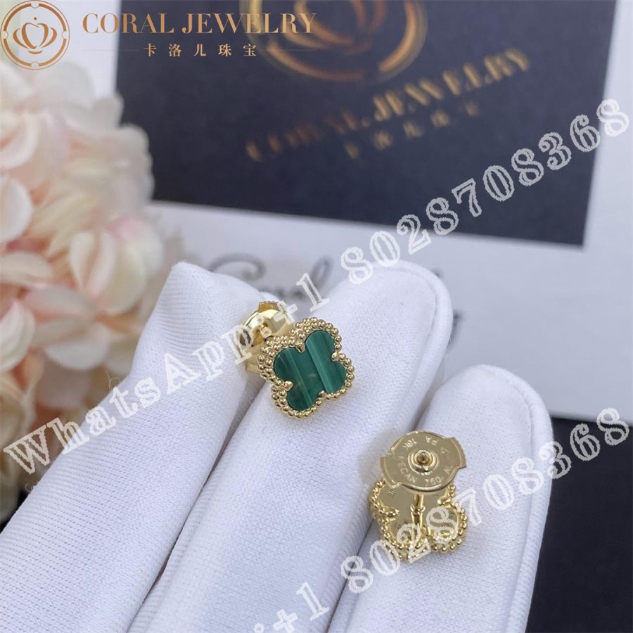 Van Cleef & Arpels Sweet Alhambra Earstuds Yellow Gold, malachite - Image 3