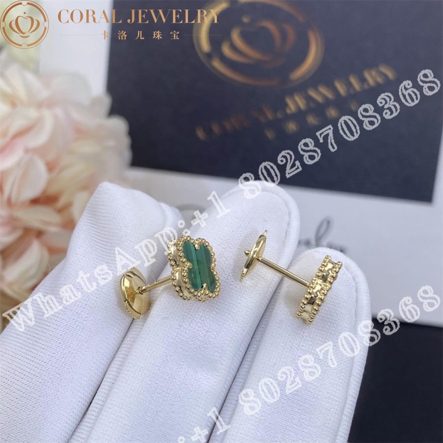 Van Cleef & Arpels Sweet Alhambra Earstuds Yellow Gold, malachite - Image 4