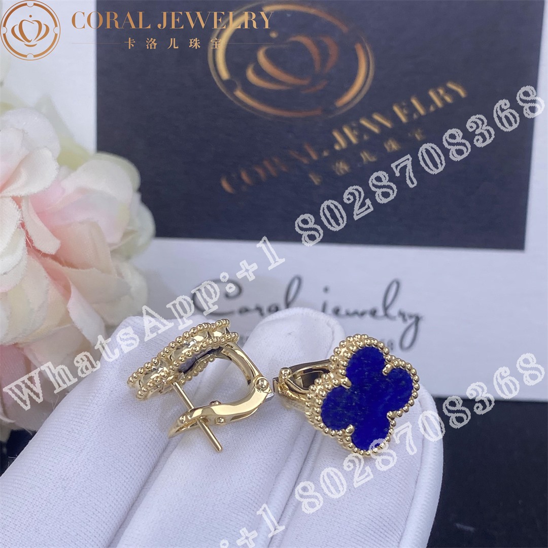 Van Cleef & Arpels Vintage Alhambra Earrings Yellow Gold,  Lapis Lazuli - Image 3