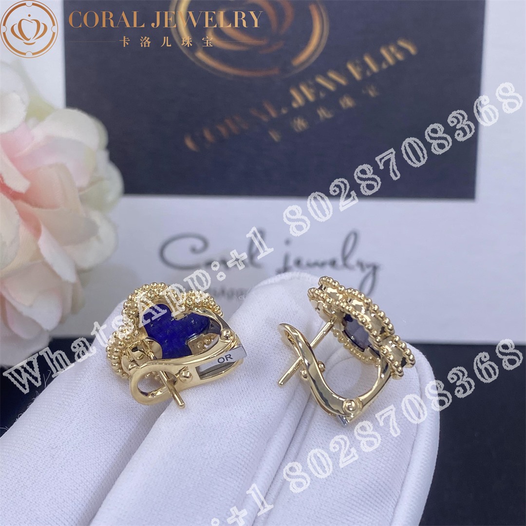 Van Cleef & Arpels Vintage Alhambra Earrings Yellow Gold,  Lapis Lazuli - Image 4