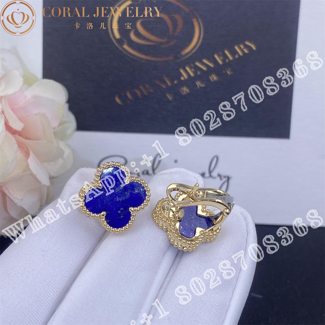 Van Cleef & Arpels Vintage Alhambra Earrings Yellow Gold,  Lapis Lazuli - Image 5