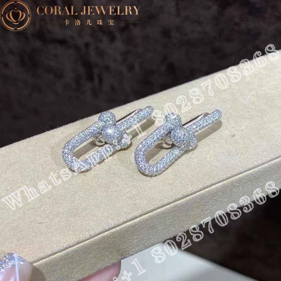 Tiffany HardWear Large Link Earrings in White Gold with Pavé Diamonds - Image 4