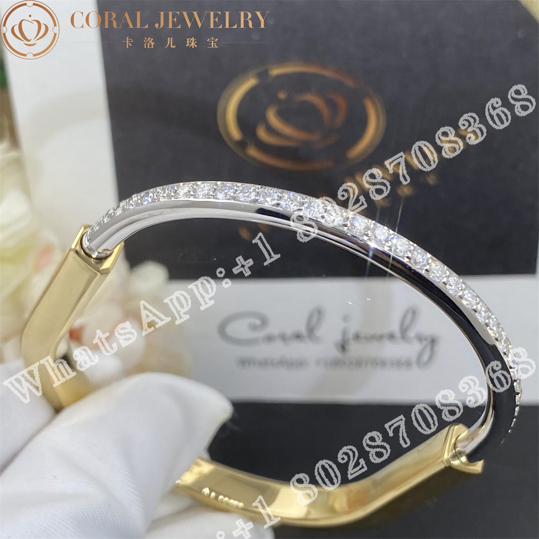 Tiffany Lock Bangle In Yellow And White Gold With Half Pave Diamonds Coral (3)