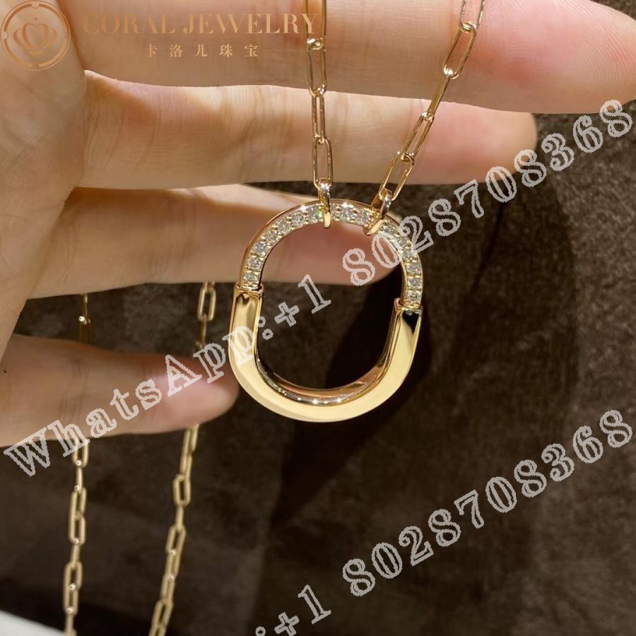 Tiffany Lock Pendant in Rose Gold with Diamonds, Medium - Image 3