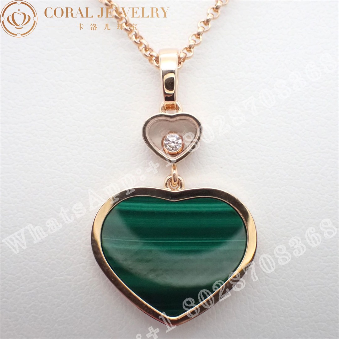 Chopard Happy Hearts Pendant Ethical Rose Gold Diamond Malachite 797482 5151 Coralp (1)