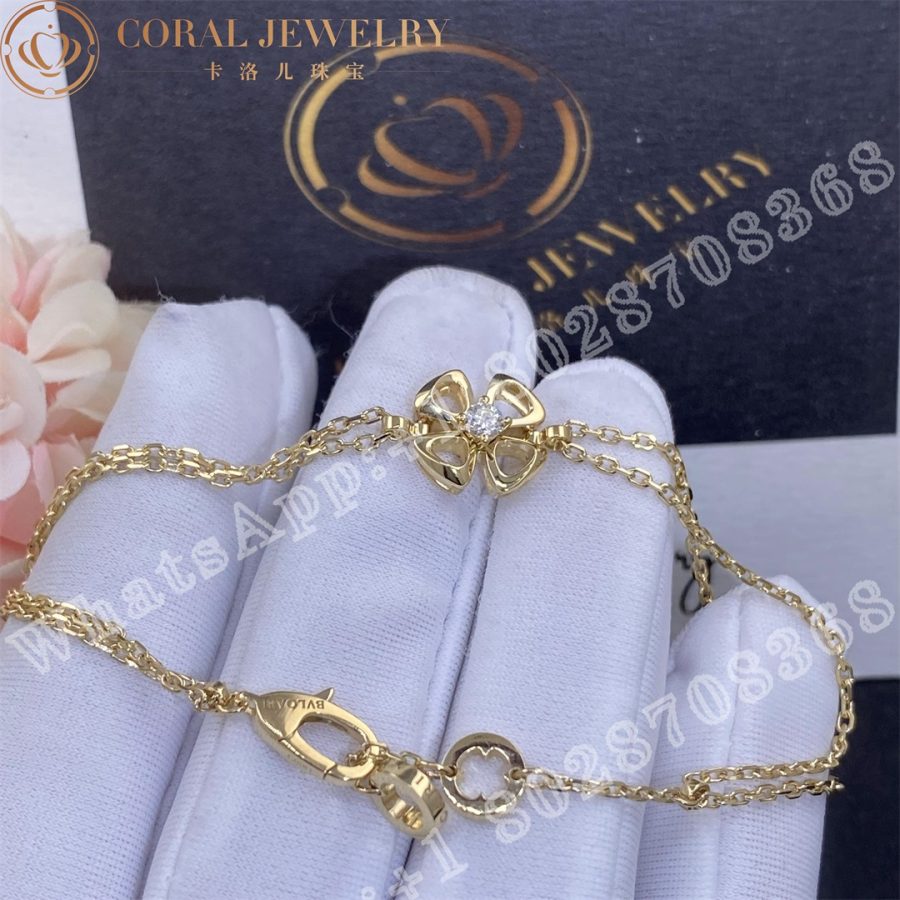 Bulgari Fiorever 18 Kt YellowGold Bracelet Set with a Central Diamond - Image 4