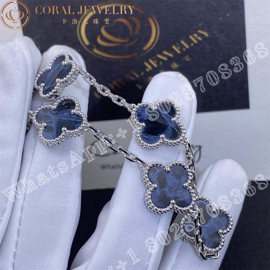 Van Cleef & Arpels Vintage Alhambra bracelet, 5 motifs White gold, Pietersite - Image 3