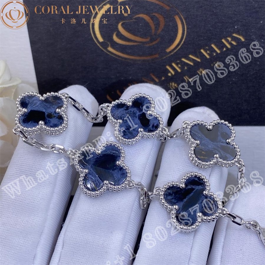 Van Cleef & Arpels Vintage Alhambra bracelet, 5 motifs White gold, Pietersite - Image 5