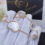 Chopard Happy Hearts 18K Rose Gold Mother-Of-Pearl & Diamond Charm Bracelet 857482-5031 - Image 4