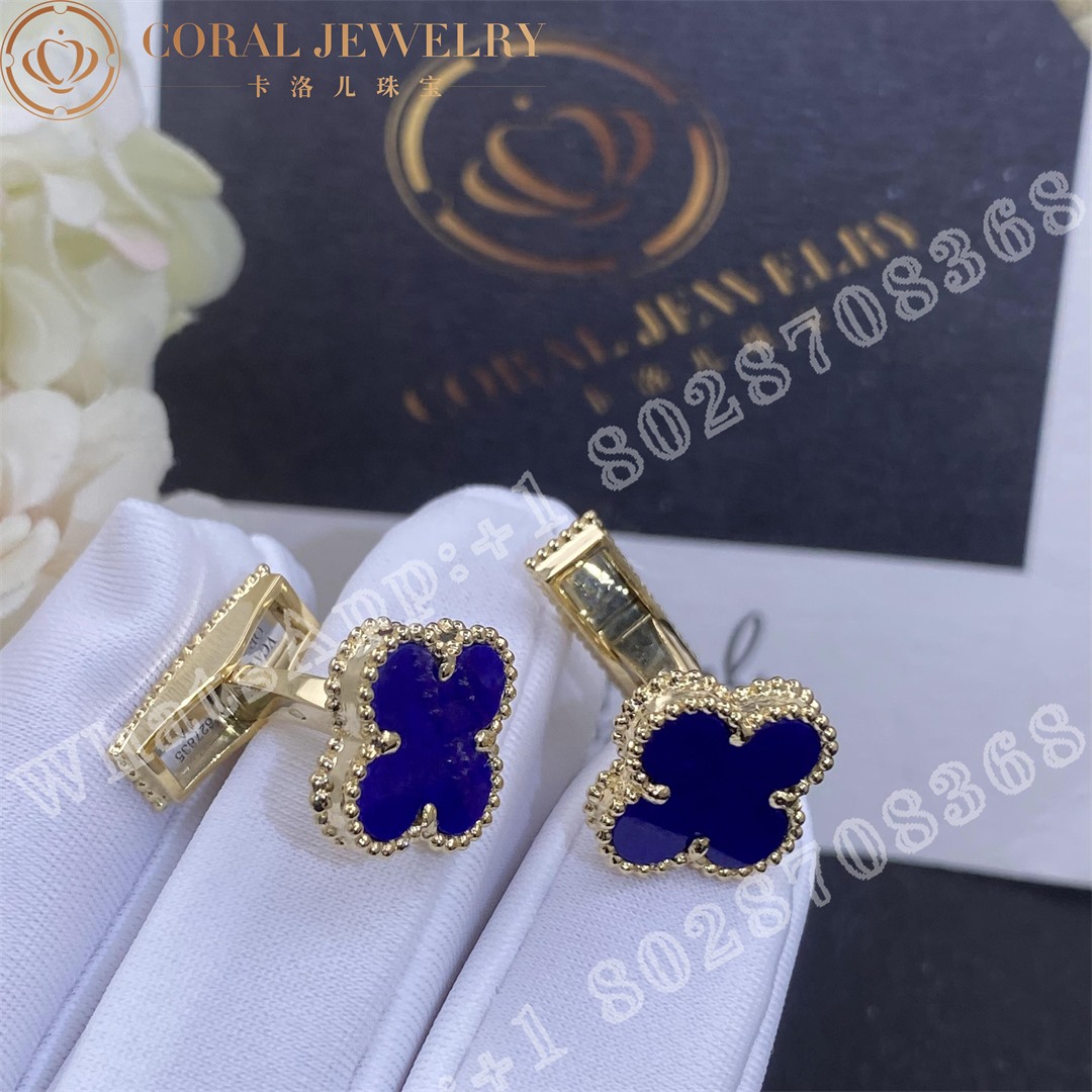 Van Cleef Arpels Gold And Lapis Lazuli Alhambra Cufflinks Coral (3)