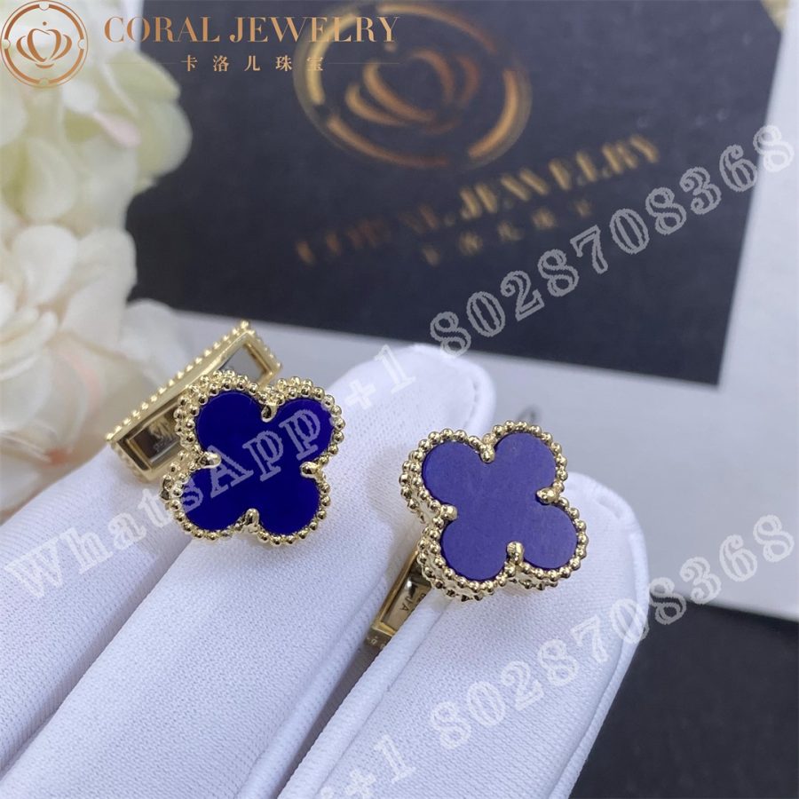 Van Cleef & Arpels Gold and Lapis Lazuli Alhambra Cufflinks - Image 4