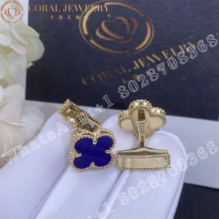 Van Cleef & Arpels Gold and Lapis Lazuli Alhambra Cufflinks - Image 5