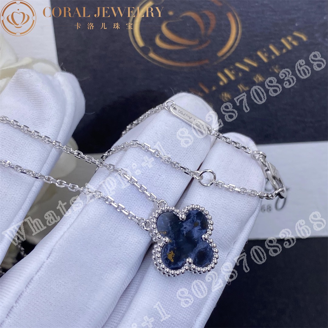 Van Cleef & Arpels Vintage Alhambra pendant White gold, Pietersite - Image 3