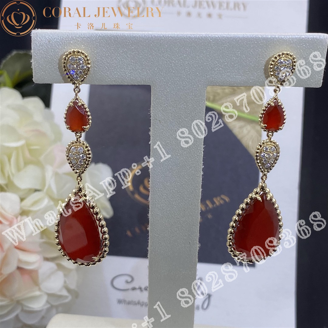 Boucheron Serpent Boheme Couleur Yellow Gold Carnelian Diamond Earrings Jco01367 Coral (10)