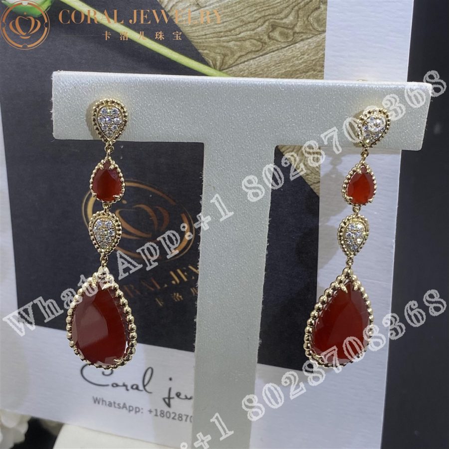 Boucheron Serpent Bohème Couleur Yellow Gold Carnelian Diamond Earrings JCO01367 - Image 6