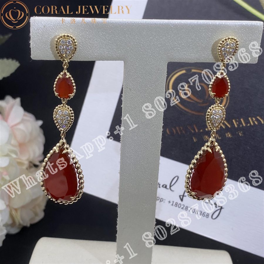 Boucheron Serpent Bohème Couleur Yellow Gold Carnelian Diamond Earrings JCO01367 - Image 7