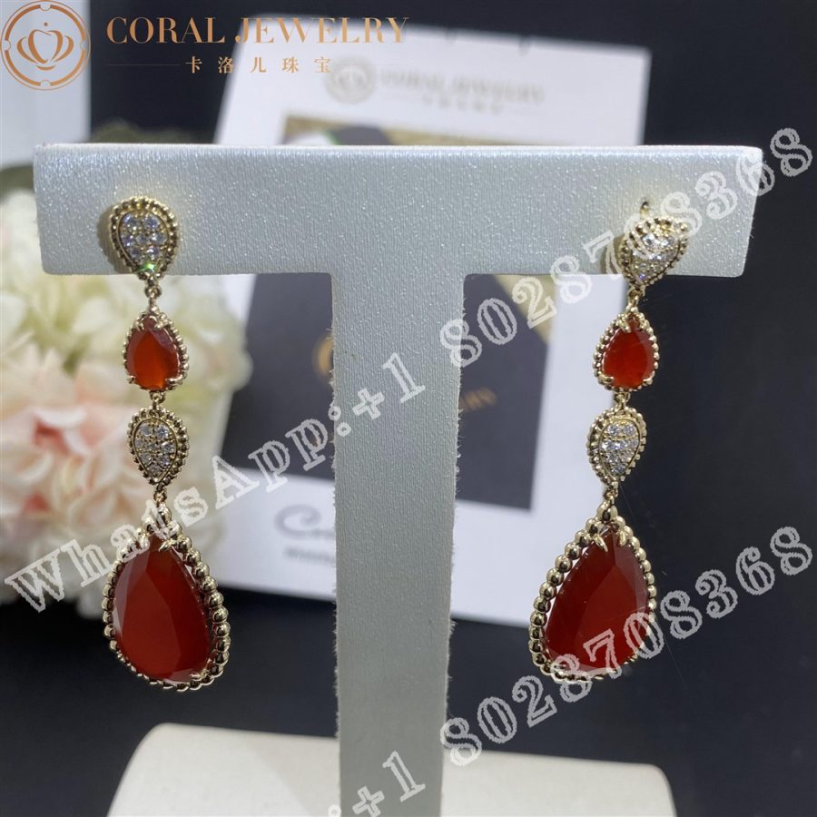 Boucheron Serpent Bohème Couleur Yellow Gold Carnelian Diamond Earrings JCO01367 - Image 8