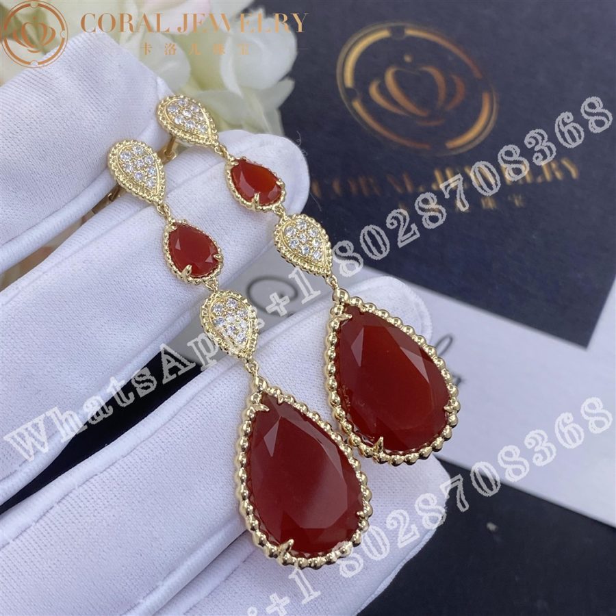 Boucheron Serpent Bohème Couleur Yellow Gold Carnelian Diamond Earrings JCO01367 - Image 5