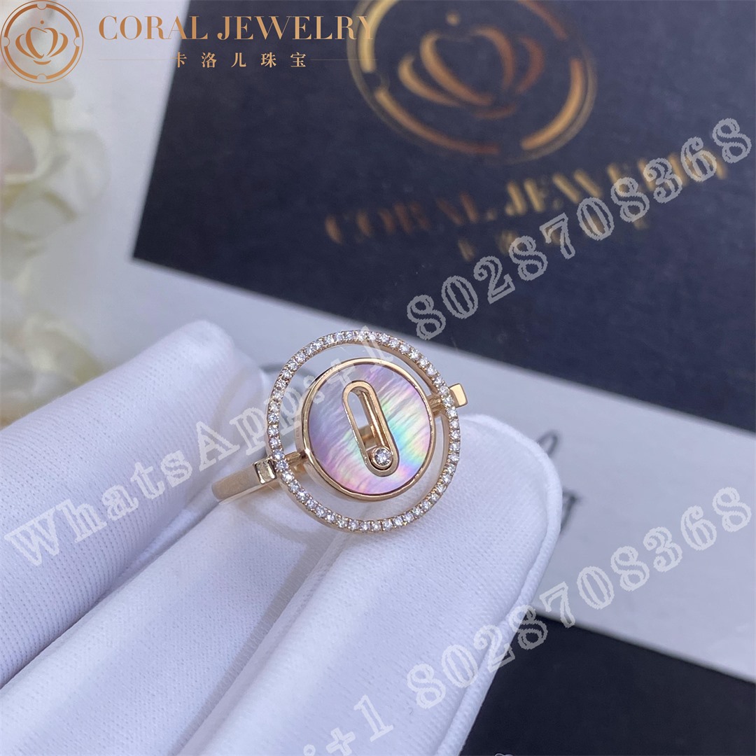 Messika Lucky Move Colour Rose Gold Ring With Pink Mother Of Pearl And Diamonds 11952 Pg Coral (2)