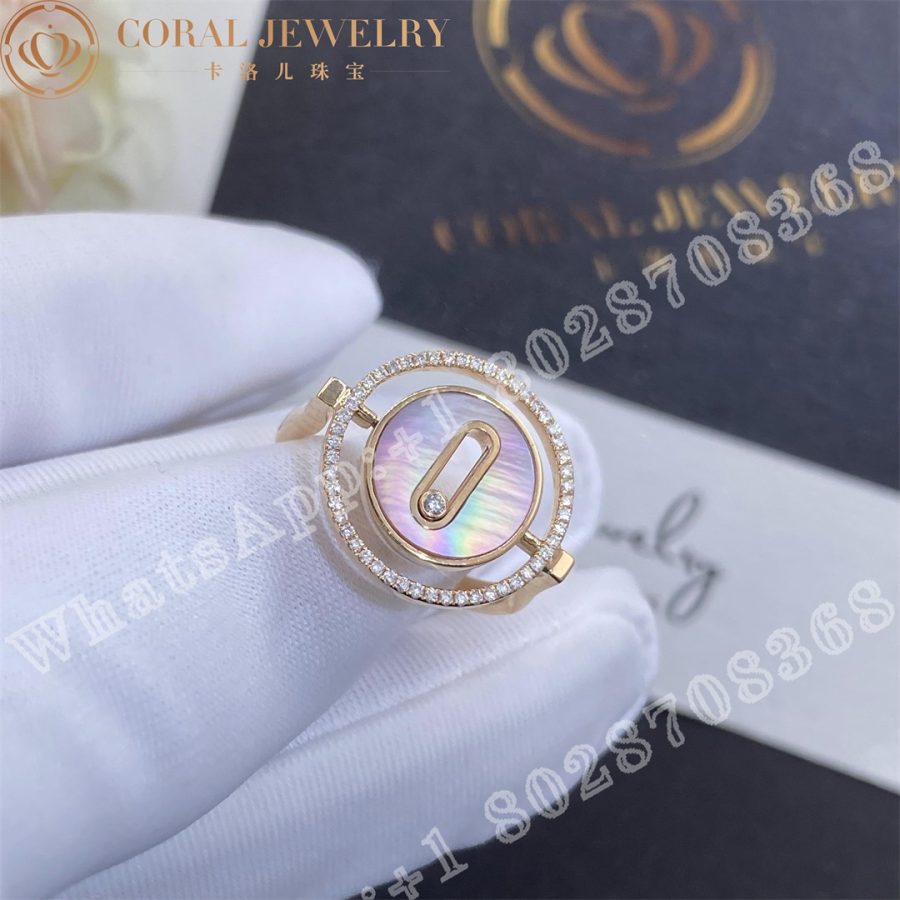 Messika Lucky Move Colour Rose Gold Ring with Pink Mother of Pearl and Diamonds 11952-PG - Image 3