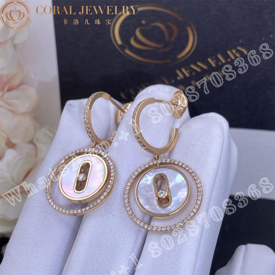 Messika Lucky Move SM White Mother-of-Pearl Pink Gold For Her Diamond Earrings 12764-PG - Image 3