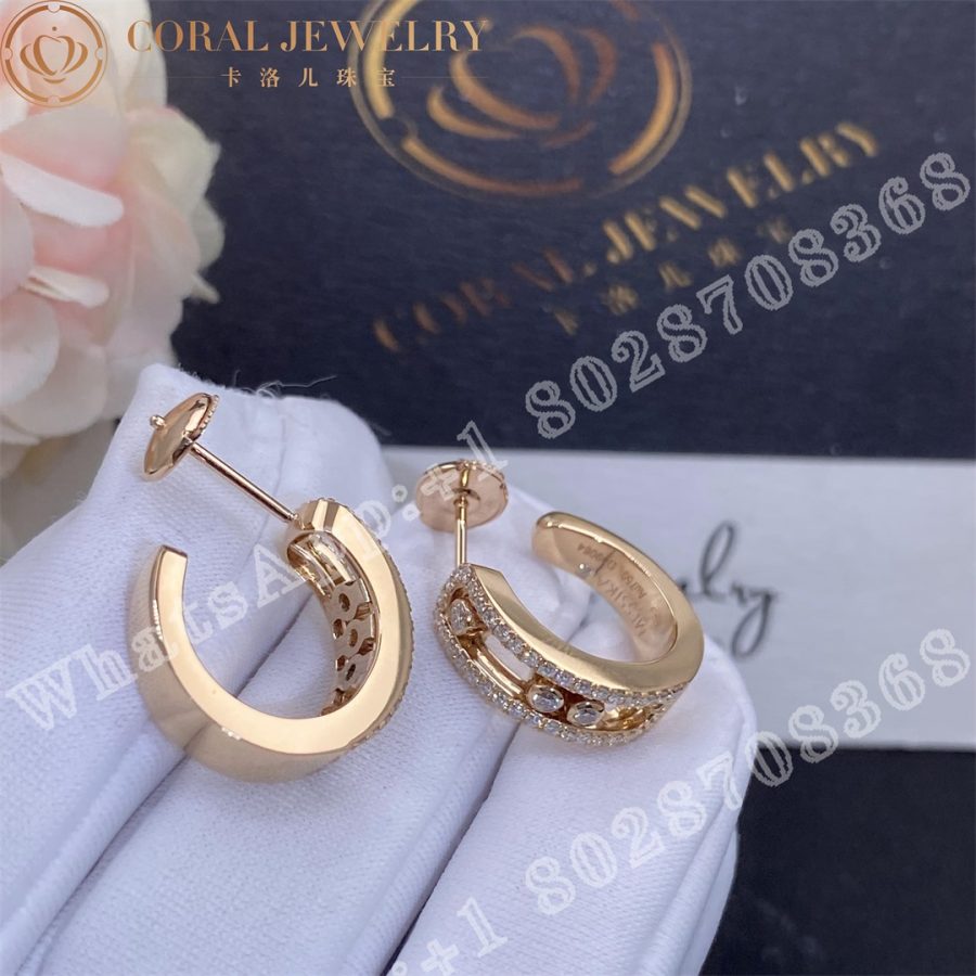 Messika Move Pavé Hoop Pink Gold Diamond Earrings 04993-PG - Image 4