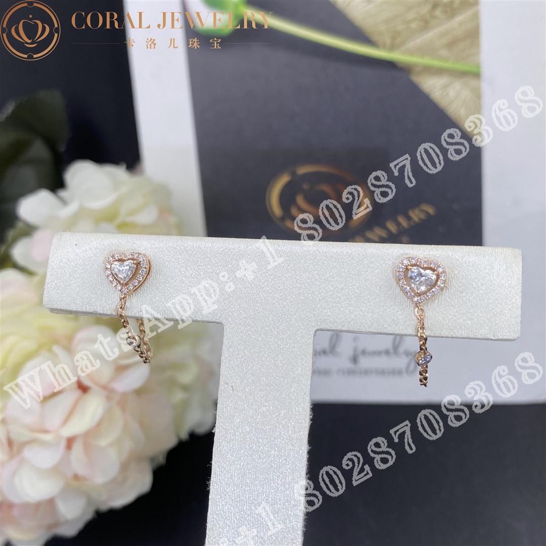 Messika Joy Coeur 0 15 Carat Single Diamond Chain Earring Pink Gold Diamond Earrings 11557 Pg Coral (5)