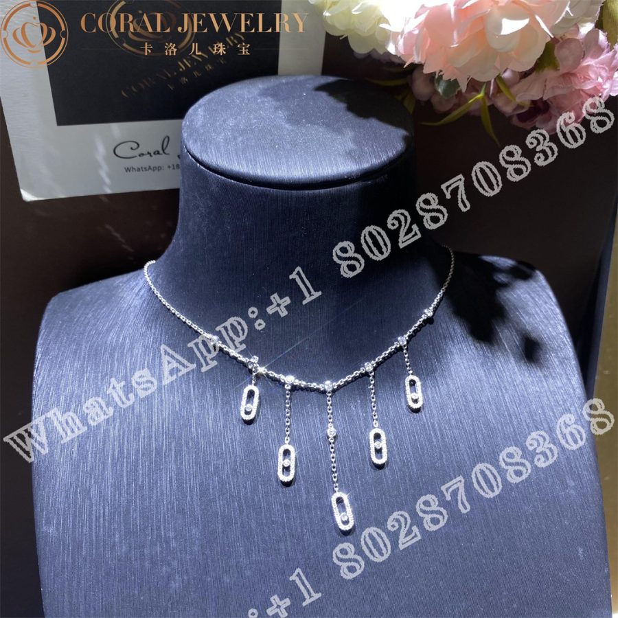 Messika Move Uno Pavé Drop Pendant Choker White Gold Diamond Necklace - Image 4