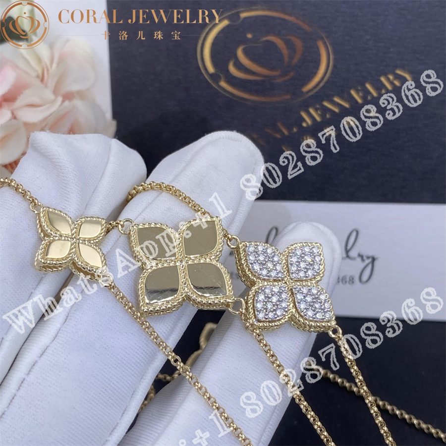 Roberto Coin Princess Flower 18ct Yellow Gold 0.45ct Diamond Necklace ADR777CL0650 YW - Image 4