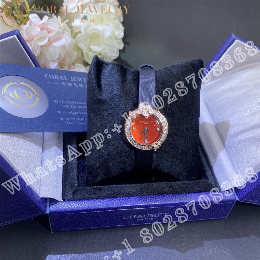 Chaumet Hortensia Eden Watch Small Model Rose Gold Diamonds Carnelian Coral (7)