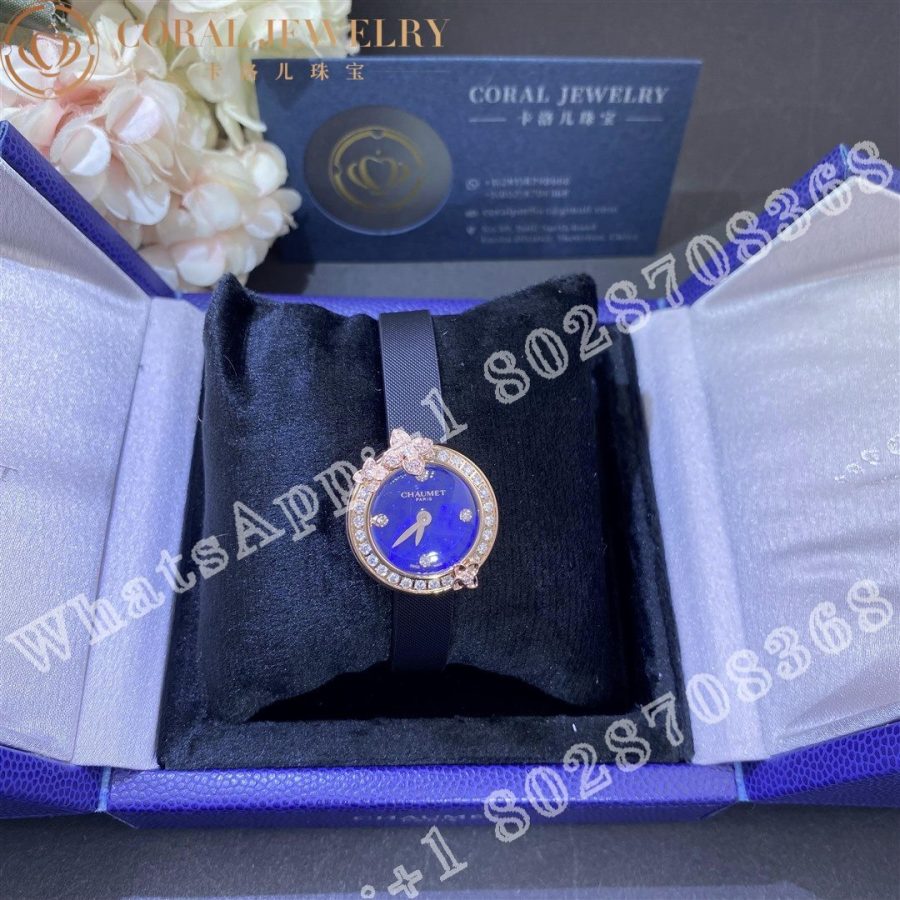 Chaumet Hortensia Watch Steel Diamonds Lapis Lazuli Coral (7)