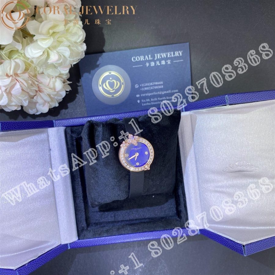 Chaumet Hortensia Watch Steel Diamonds Lapis Lazuli Coral (9)